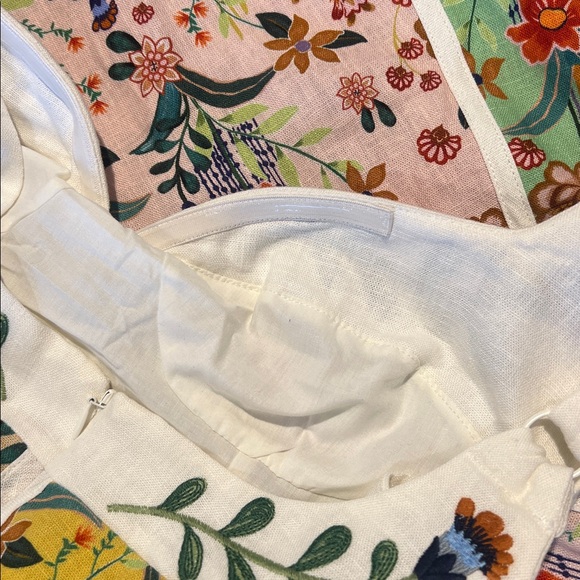 NWOT - Christian Lacroix - Floral Embroidered Strapless Linen Maxi Dress- Size 8 - Picture 6 of 12